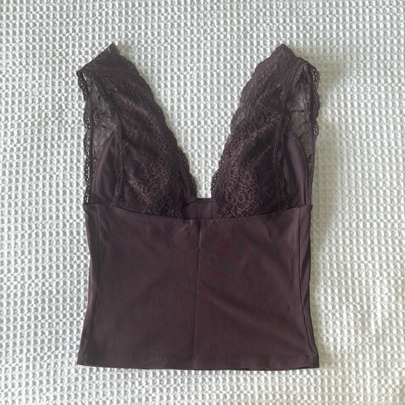 Free People X Intimately FP Power Play Cami in Chocolate Merlot Size Small - Picture 4 of 5